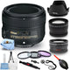 Nikon AF-S NIKKOR 50mm f/1.8G Lens 2199 + Telephoto and Wide Angle Lenses Bundle Nikon