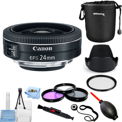 Canon EF-S 24mm f/2.8 STM Objektiv 9522B002 + Filter Kit + Objektivtasche Bundle