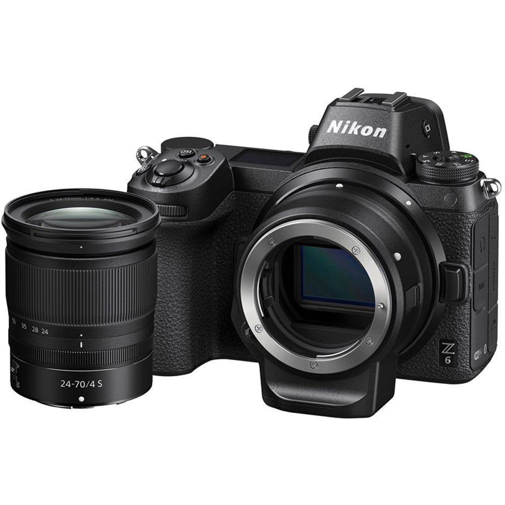 Spiegellose Digitalkamera Nikon Z6 mit 24-70-mm-Objektiv und FTZ-Mount-Adapter-Kit