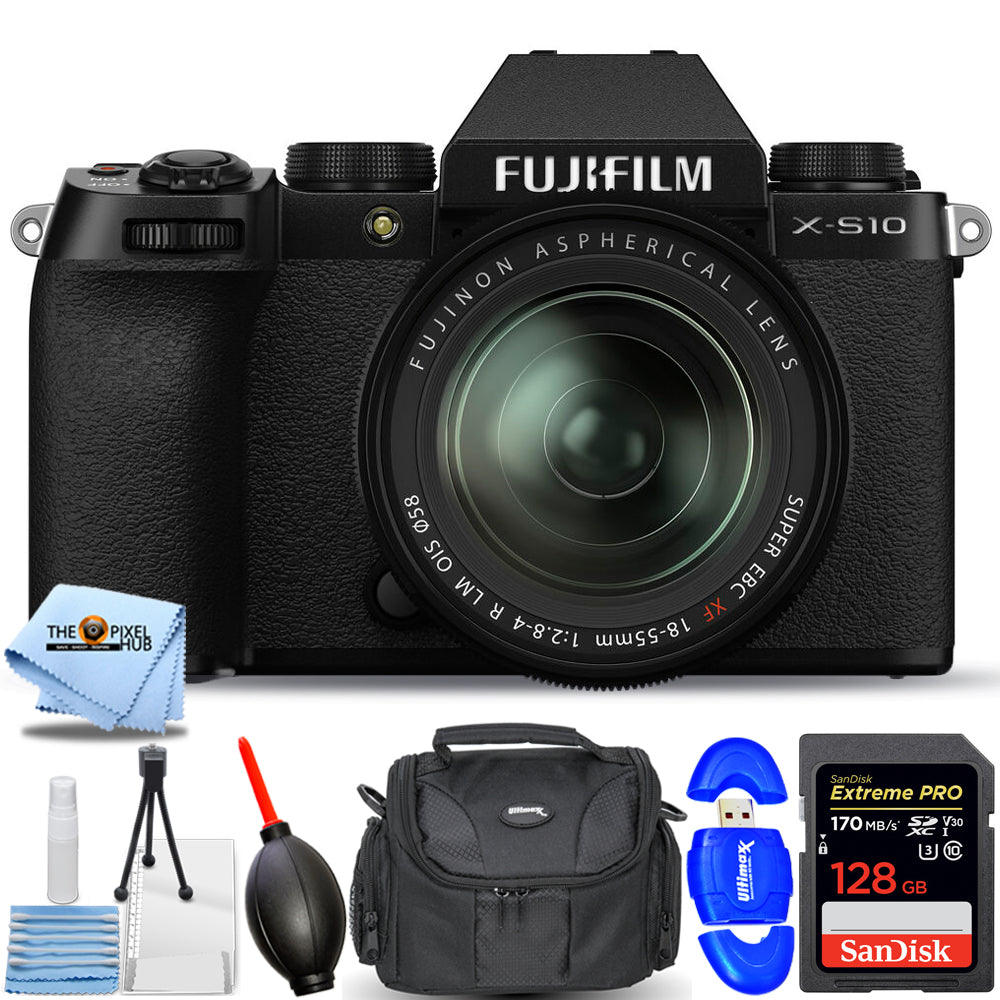 FUJIFILM FUJI X-S10 Mirrorless Camera with 18-55mm Lens - 7PC Accessory Kit