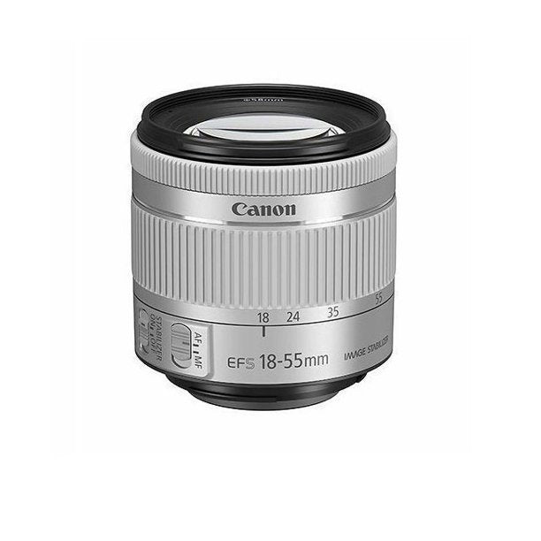 Canon EF-S 18–55 mm f/4–5,6 IS STM-Objektiv (weiß, offene Verpackung) – 7-teiliges Zubehörpaket