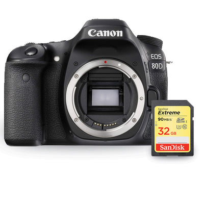 Canon EOS 80D DSLR-Kamera (nur Gehäuse) 1263C004 mit SanDisk Extreme 32 GB SD