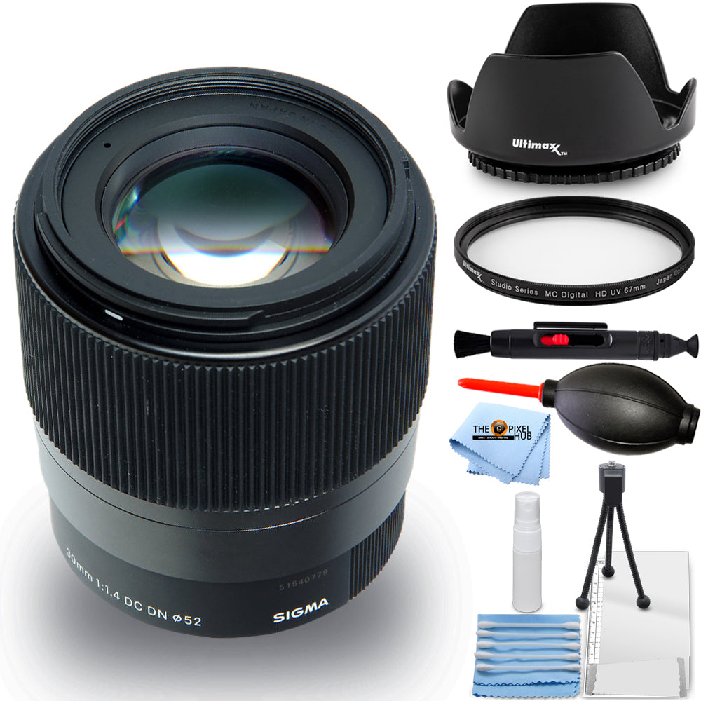 Sigma 30mm f/1.4 DC DN Contemporary-Objektiv für Canon EF-M – 7-teiliges Zubehörpaket