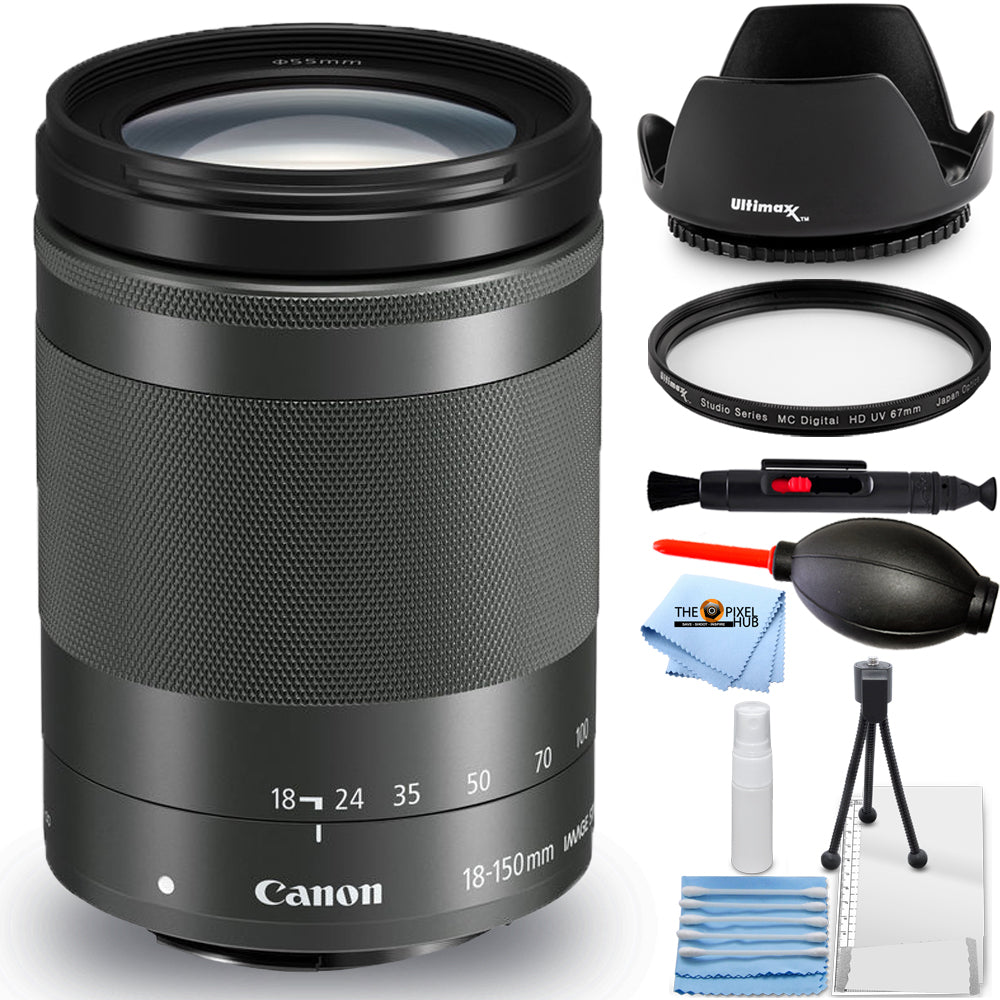 Canon EF-M 18–150 mm 1:3,5–6,3 IS STM Objektiv, Graphitweiß, Box + UV-Filterpaket