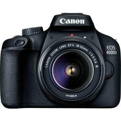 Canon EOS 4000D / Rebel T100 mit 18-55 mm III-Objektiv – preisgünstiges 64-GB-Paket