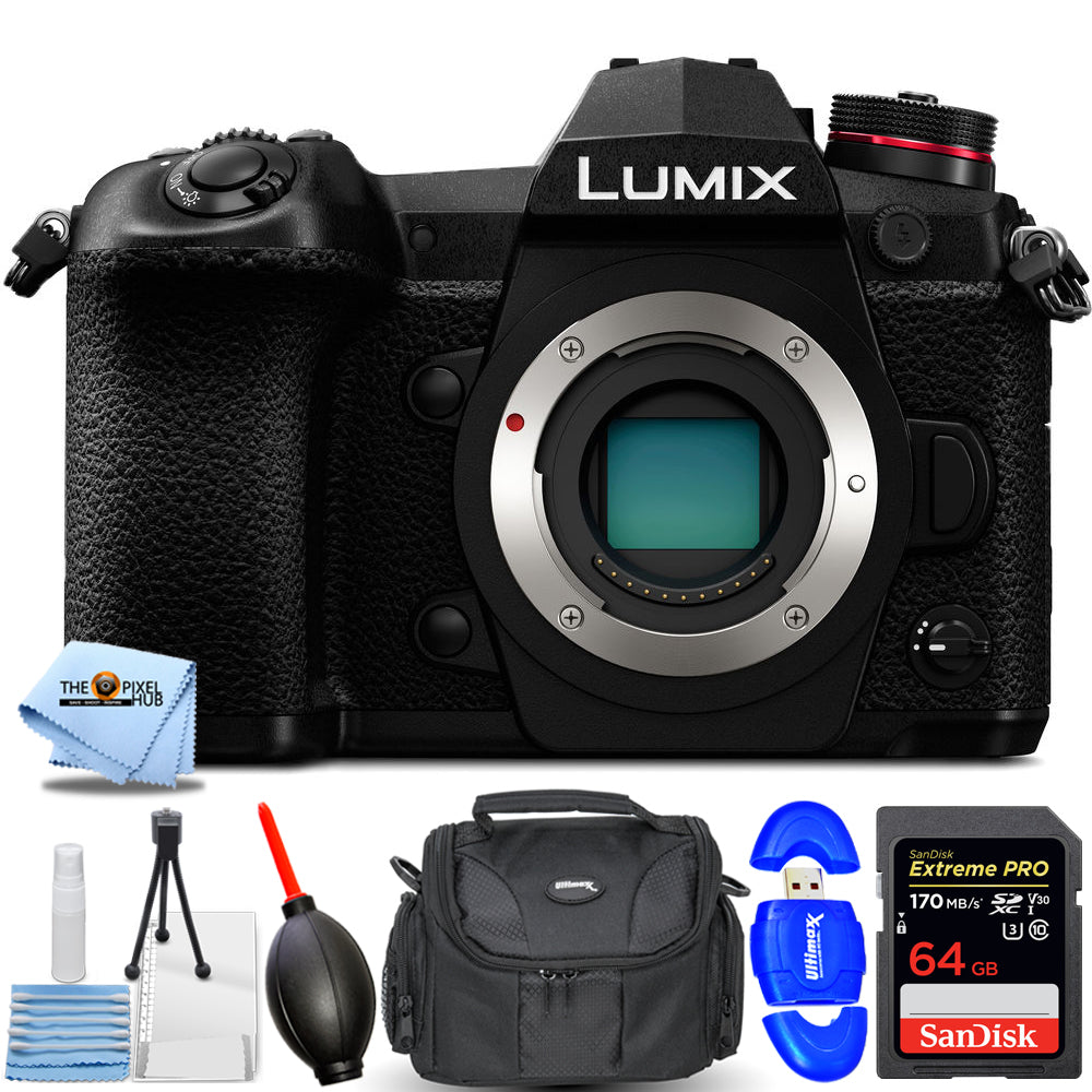 Panasonic Lumix DC-G9 spiegellose Micro 4/3 Digitalkamera (Gehäuse) – 64 GB Paket