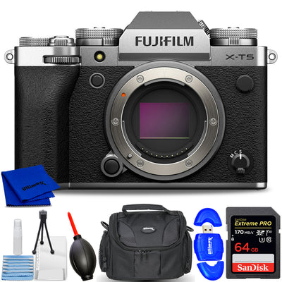 FUJIFILM X-T5 spiegellose Kamera (Silber) 16782337 - 7-teiliges Zubehörpaket