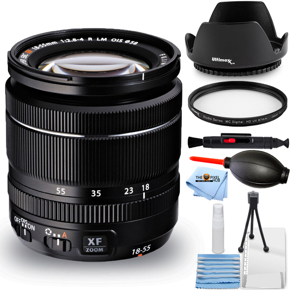 Fujifilm XF 18–55 mm f/2,8–4 R LM OIS Zoomobjektiv 16276479 – 7-teiliges Zubehörpaket