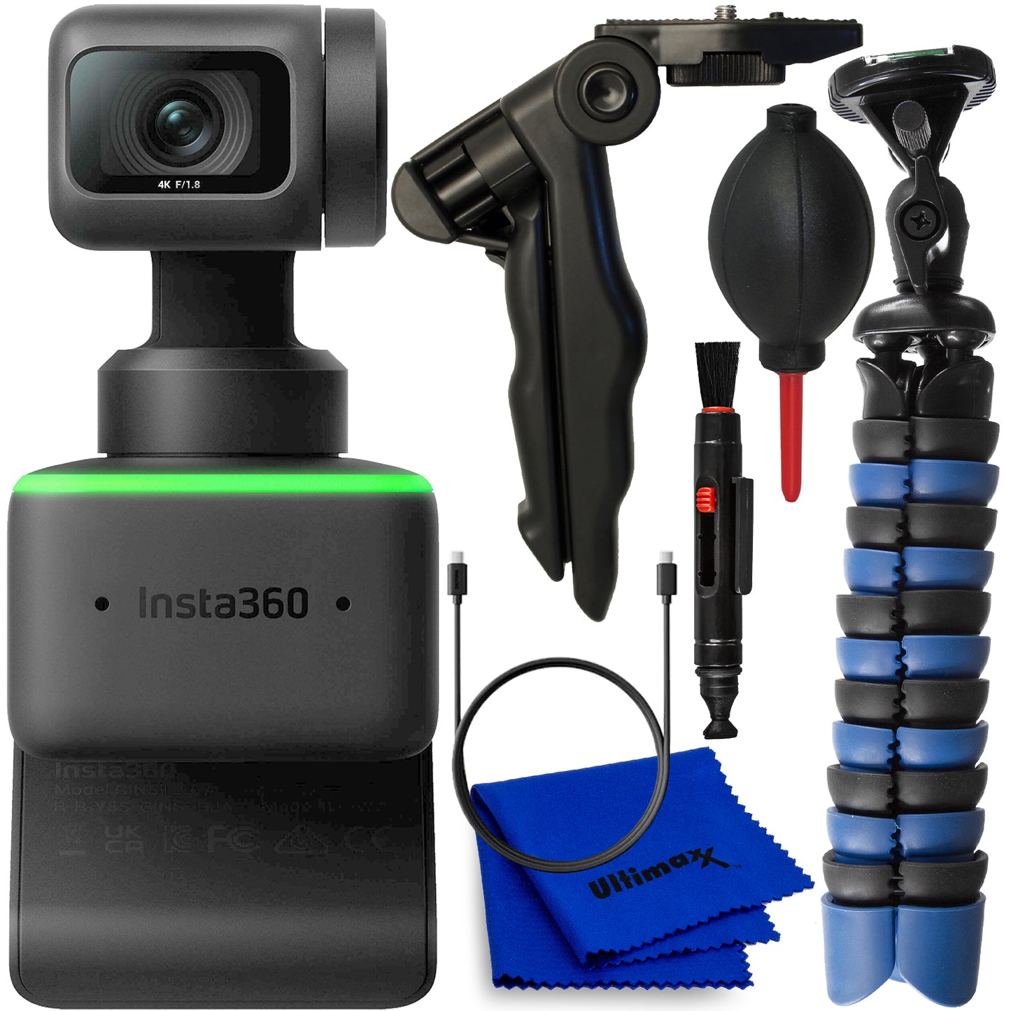 Insta360 Link UHD 4K AI Webcam CINSTBJ/A – 7-teiliges Zubehörpaket