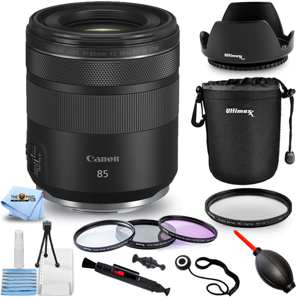 Canon RF 85mm f/2 Macro IS STM Objektiv 4234C002 + Filter Kit + Objektivtasche Bundle