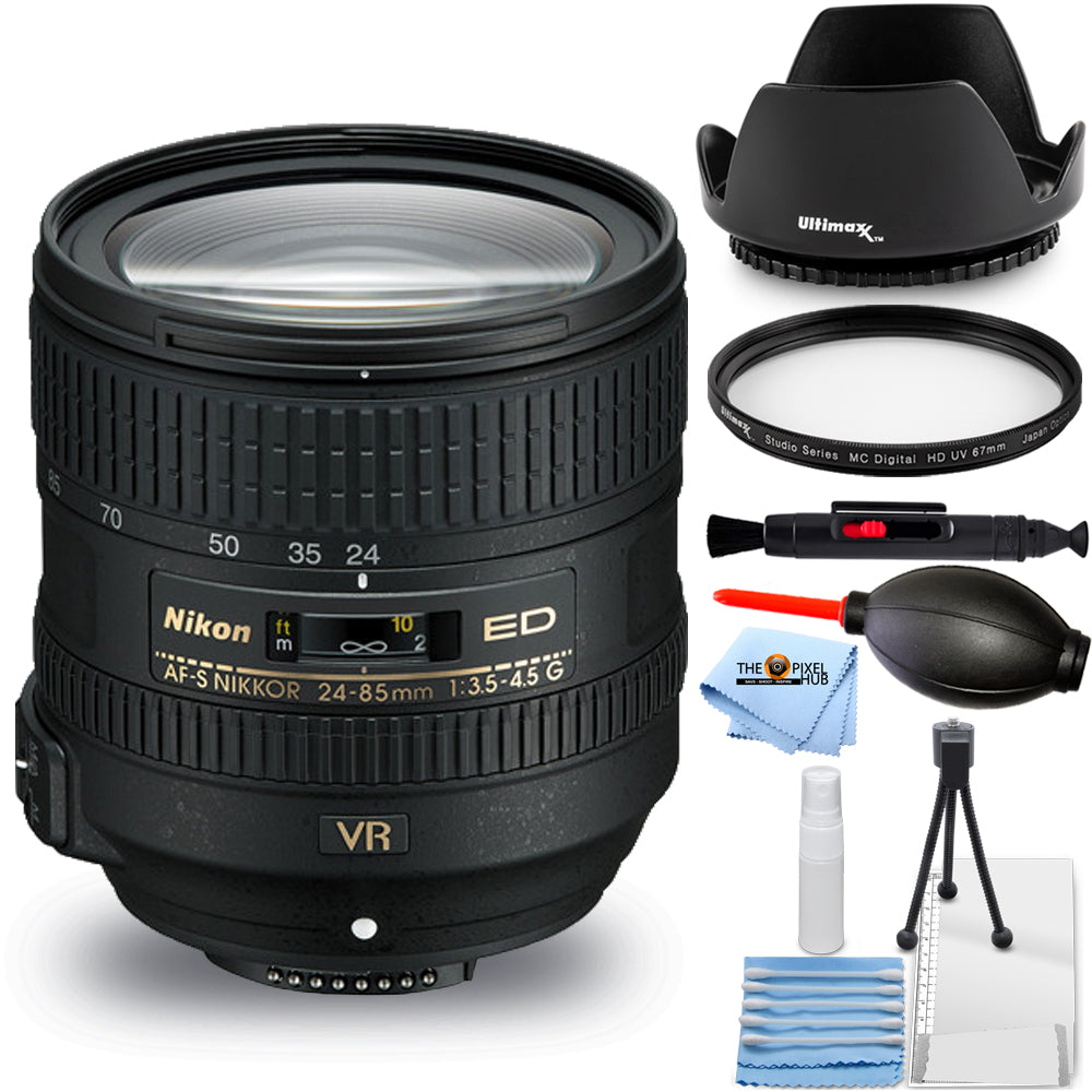 Nikon AF-S NIKKOR 24-85mm f3.5-4.5G ED VR Lens 2204 - 7PC Accessory Bundle