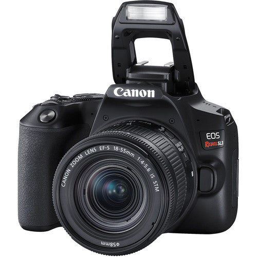 Canon EOS Rebel SL3 DSLR-Kamera mit EF-S 18–55 mm f/4–5,6 IS STM-Objektiv (schwarz)