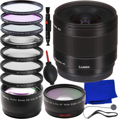 Panasonic Leica DG Summilux 9mm f/1.7 ASPH. Lens H-X09 - 14PC Accessory Bundle