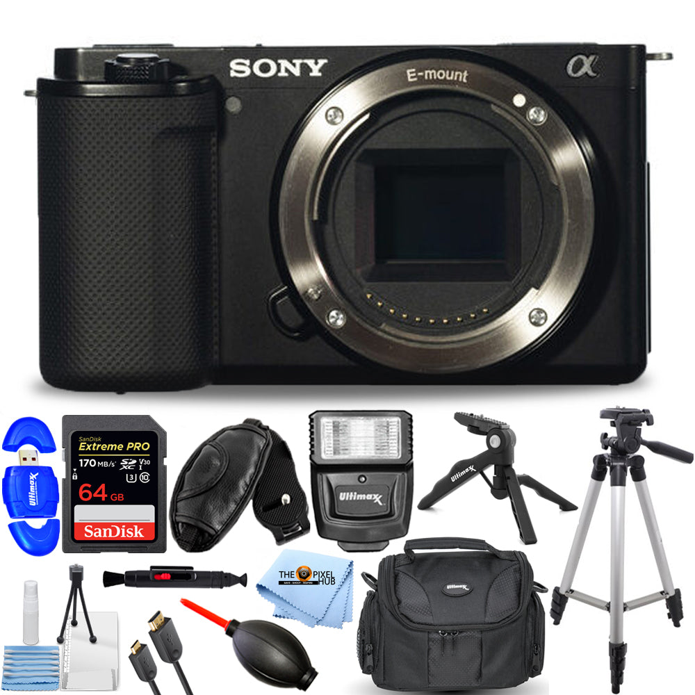 Sony ZV-E10 Mirrorless Camera (Body Only, Black) 10PC Accessory Bundle - Kit Box