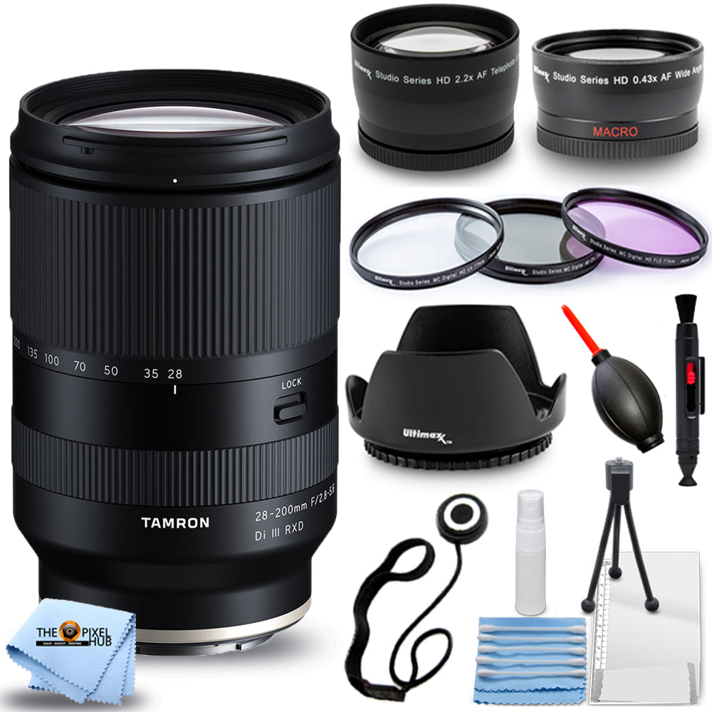 Tamron 28–200 mm f/2,8–5,6 Di III RXD-Objektiv für Sony E + Filter-Kit-Paket