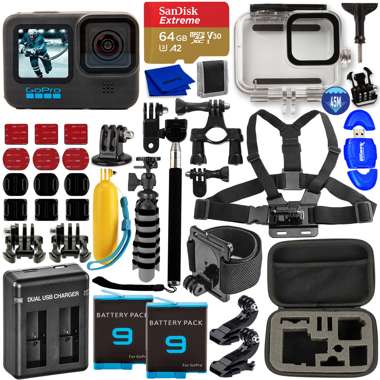 GoPro HERO 11 Black Waterproof 5K Camcorder - 20PC Accessory Bundle