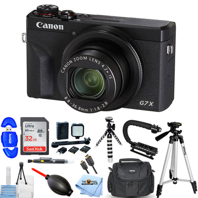 Canon PowerShot G7 X Mark III Digitalkamera (Schwarz) + 32 GB + LED-Lichtpaket