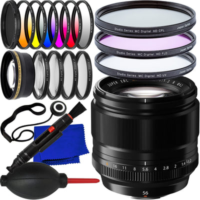 FUJIFILM XF 56mm f/1.2 R Lens 16418649 - 20PC Accessory Bundle