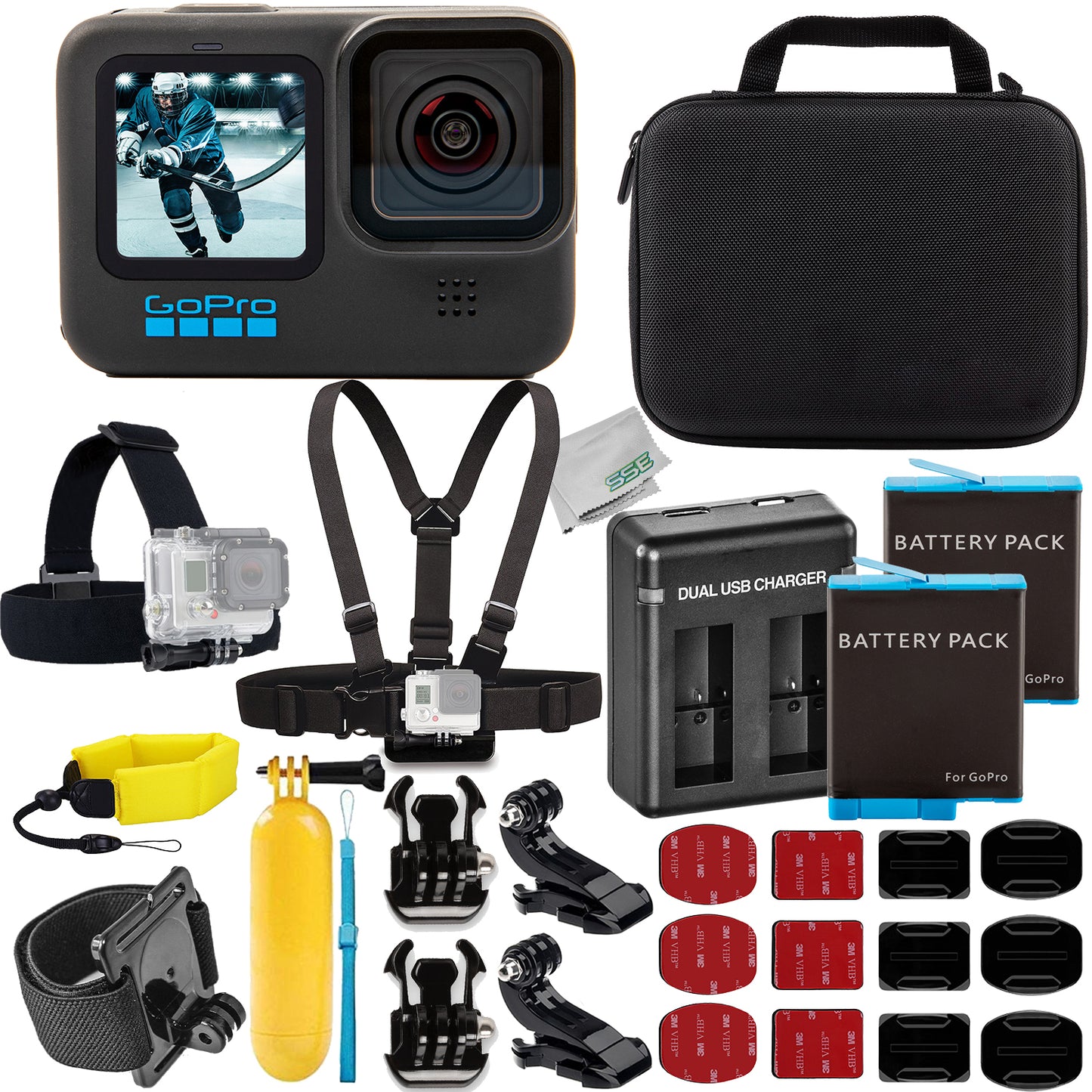 GoPro Hero11 Hero 11 Black - All You Need Kit Includes: 2 Extra Batteries + More