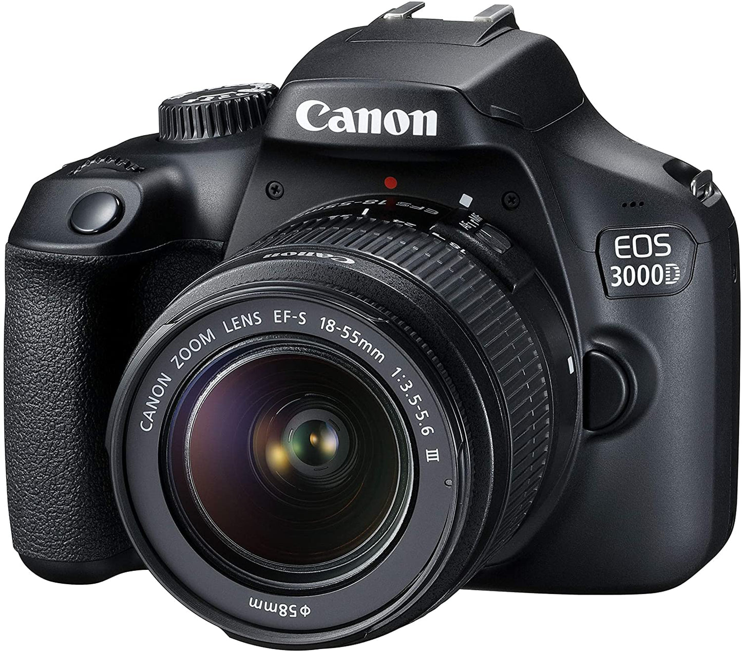 Canon EOS 3000D / T100 DSLR + 18-55 mm III + 75-300 mm Objektiv + 64 GB + Blitzpaket