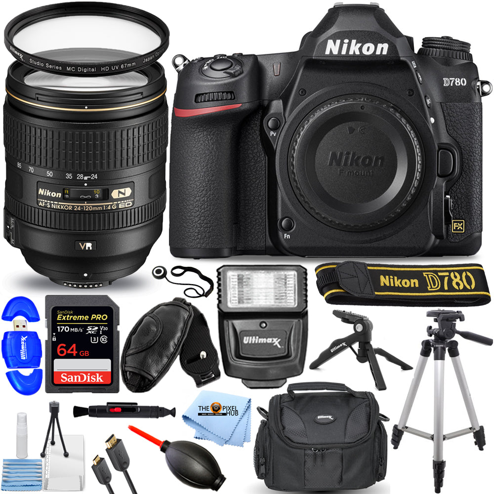 Nikon D780 DSLR-Kamera und AF-S NIKKOR 24–120 mm Objektiv – 15-teiliges Zubehörpaket