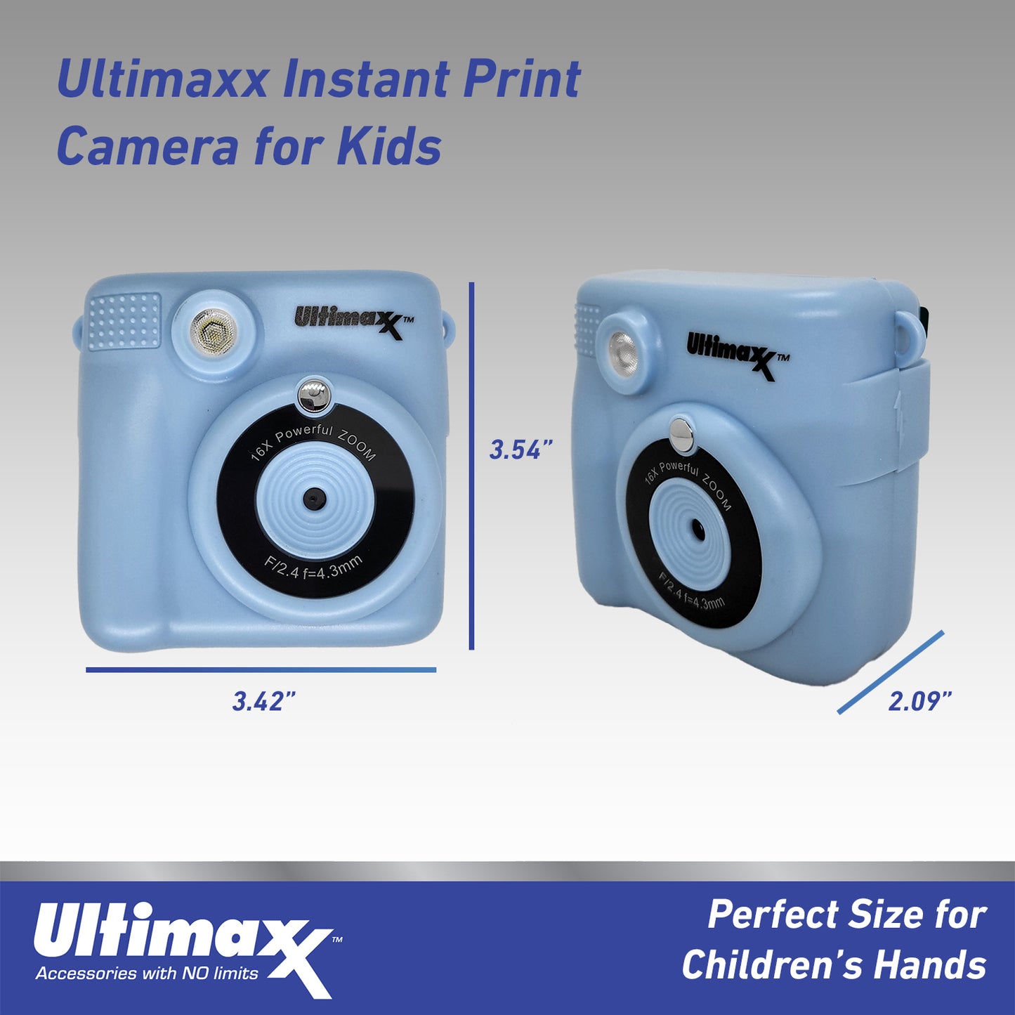 Ulitmaxx Kids Sofortbild-Digitalkamera (blau) mit 64 GB Micro SD und 3 Rollen Papier