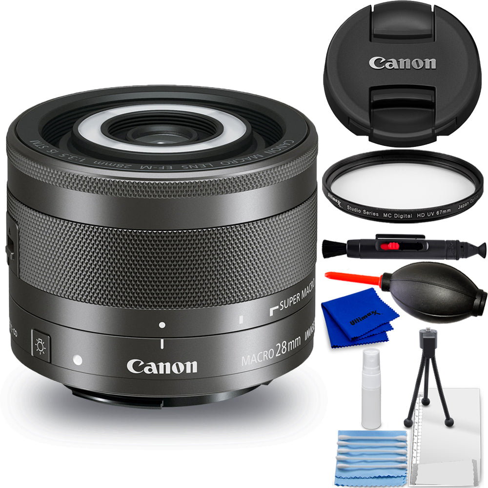 Canon EF-M 28mm f/3.5 Macro IS STM Objektiv 1362C002 - 7-teiliges Zubehörpaket