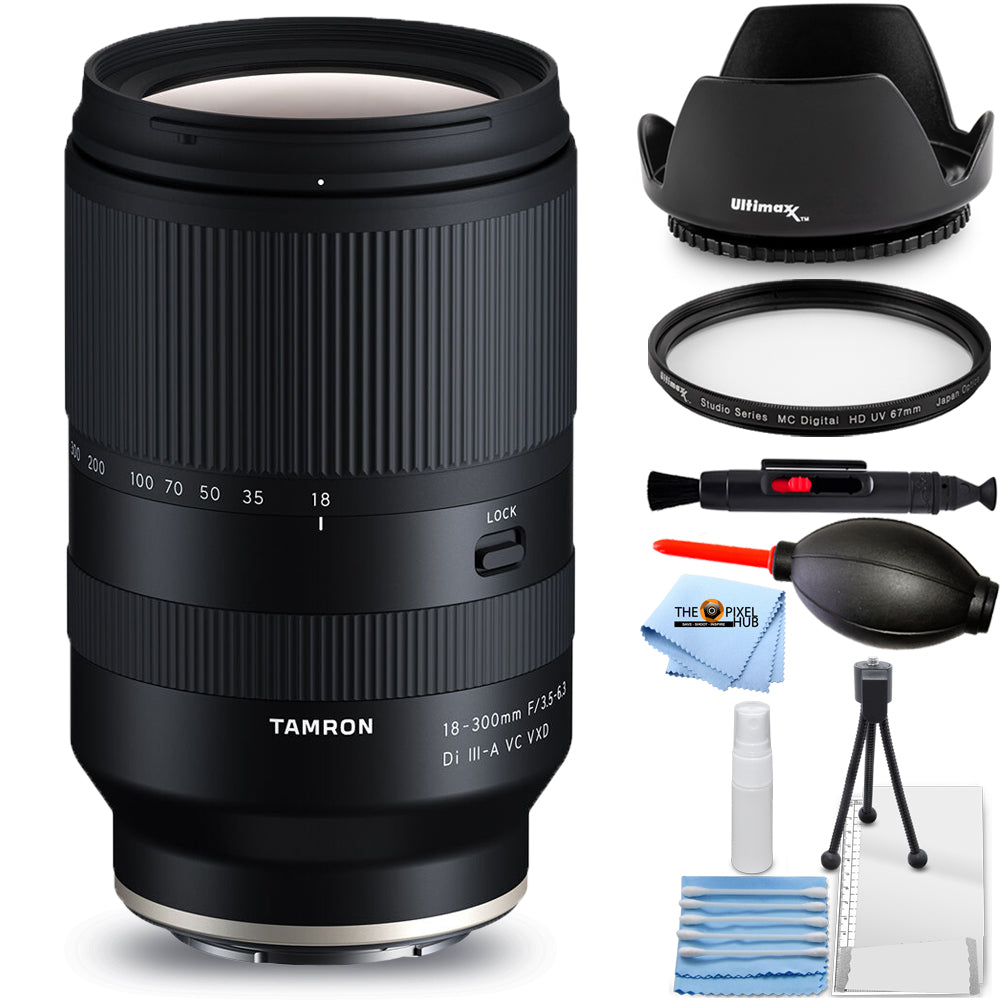 Tamron 18-300mm f/3.5-6.3 Di III-A VC VXD Lens for Sony E - 7PC Accessory Bundle