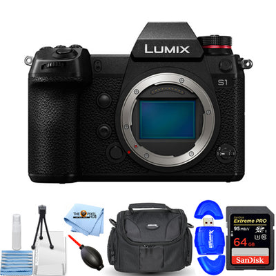 Panasonic Lumix DC-S1 spiegellose Digitalkamera (nur Gehäuse) Starter-Paket mit 64 GB