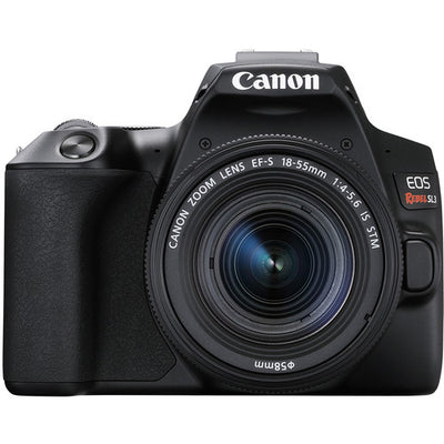 Canon EOS Rebel SL3 DSLR-Kamera mit EF-S 18–55 mm f/4–5,6 IS STM-Objektiv (schwarz)