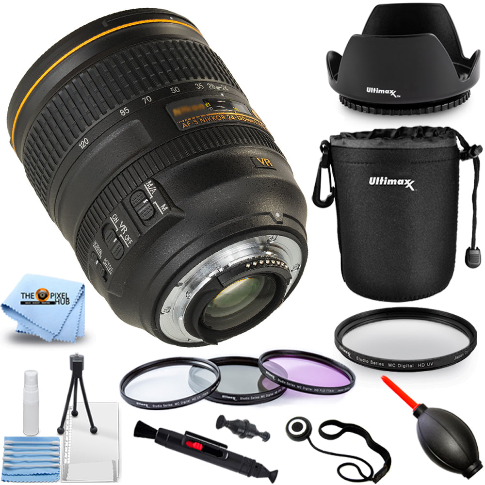 Nikon AF-S NIKKOR 24–120 mm 1:4G ED VR-Objektiv + Beutelpaket, neu in weißer Box