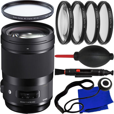 Sigma 40mm f/1.4 DG HSM Art Lens for Canon EF - 10PC Accessory Bundle