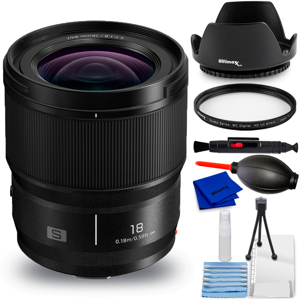 Panasonic Lumix S 18mm f/1.8 Ultra-Wide-Angle Lens S-S18 - 7PC Accessory Bundle