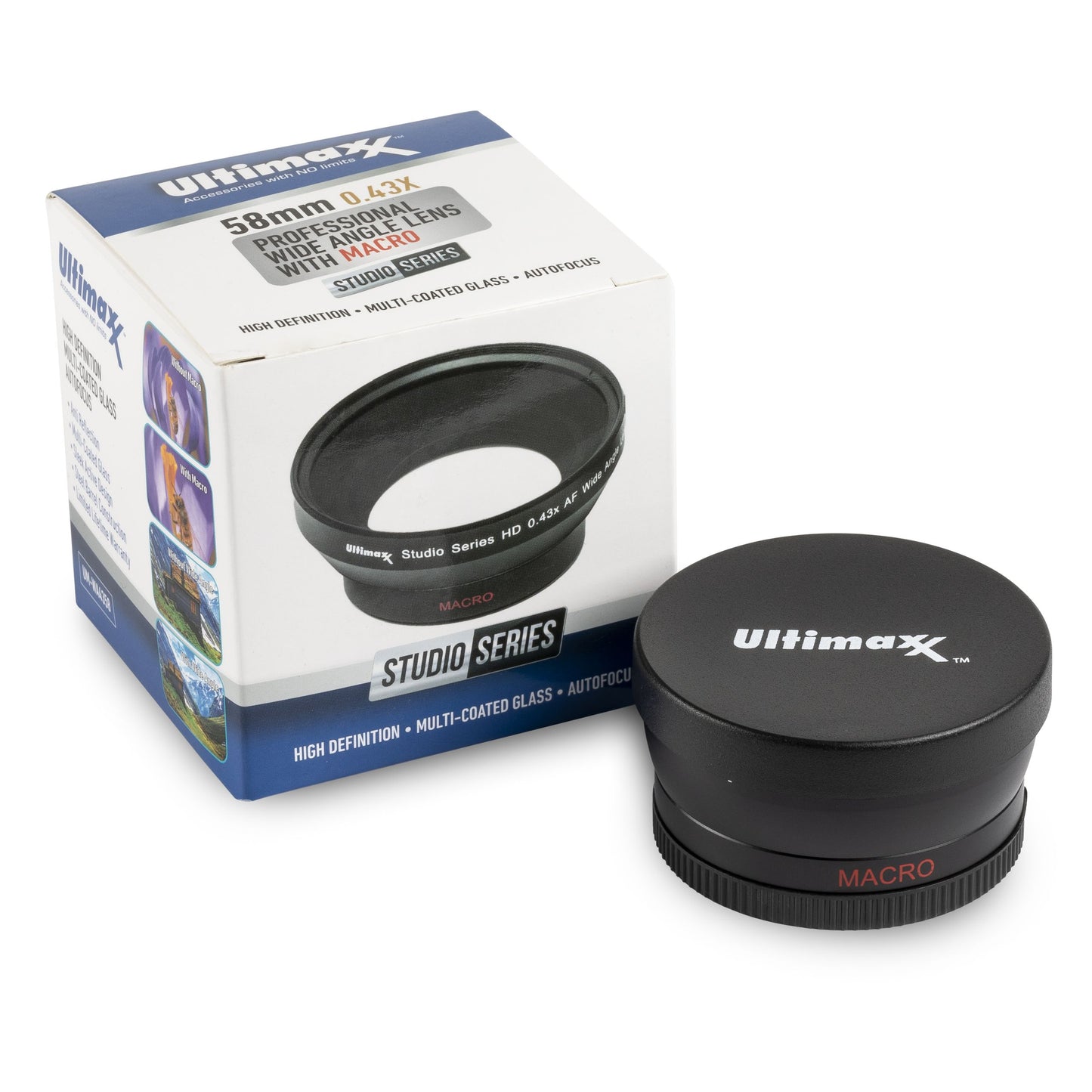 58mm 0,43x ULTIMAXX Professionelles Weitwinkelobjektiv mit Makro für Canon Nikon Sony