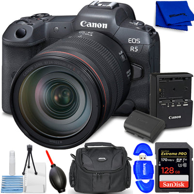 Canon EOS R5 Mirrorless Camera with 24-105mm f/4 Lens - 7PC Accessory Bundle