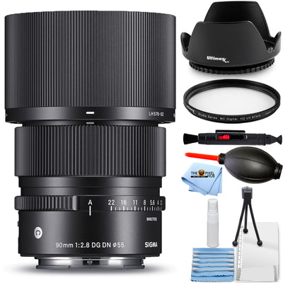 Sigma 90mm f/2.8 DG DN Contemporary Lens for Sony E - 7PC Accessory Bundle