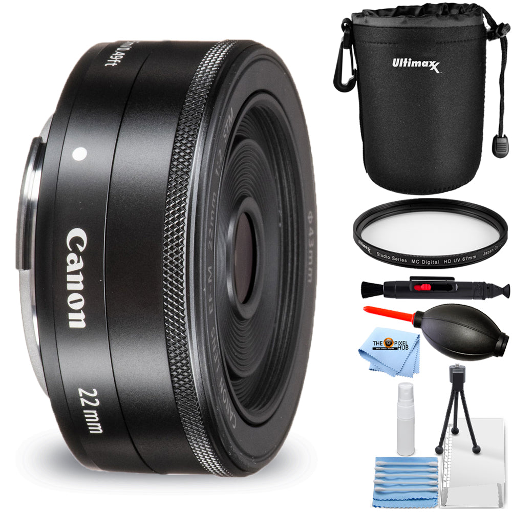 Canon EF-M 22mm f/2 STM Objektiv 5985B002 + UV-Filter + Objektivtasche im Paket