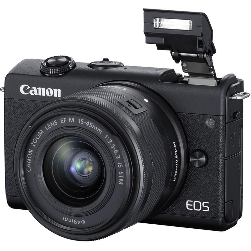 Canon EOS M200 spiegellose Digitalkamera mit 15-45-mm-Objektiv (schwarz) Filterpaket