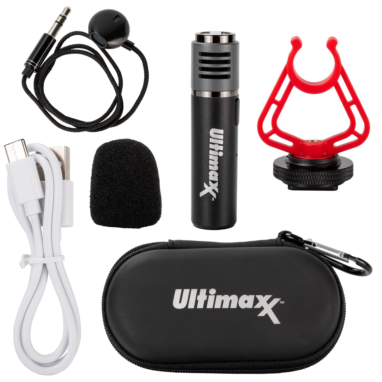 Ultimaxx Kabelloses Lavalier-Bluetooth-Mikrofon für iPhone und Android + LED-Ring-Vlog-Kit