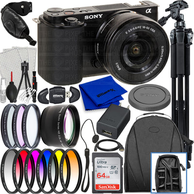 Sony ZV-E10 Mirrorless Camera with 16-50mm Lens (Black) - 15PC Accessory Bundle