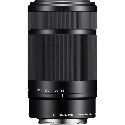 Sony E 55–210 mm f/4,5–6,3 OSS-Objektiv (schwarz) – 7-teiliges Zubehörpaket, weiße Box