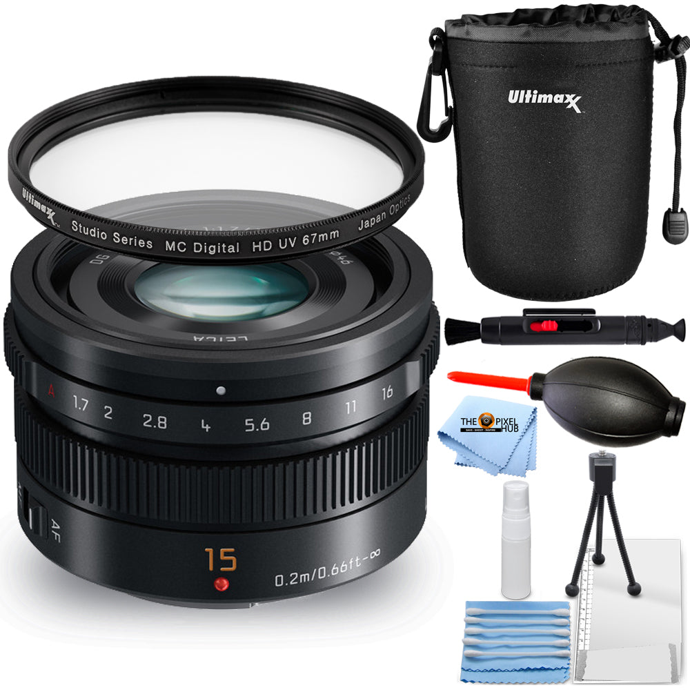 Panasonic Leica DG Summilux 15 mm f/1,7 ASPH. Objektiv (Schwarz) - Essential UV-Paket