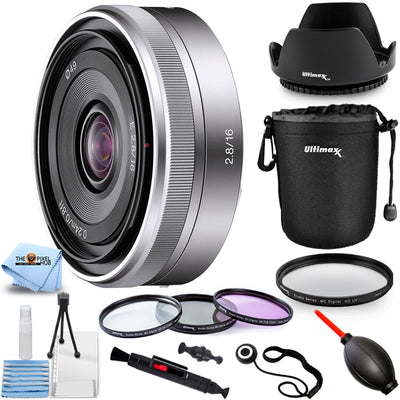 Sony E 16mm f/2.8 Lens SEL16F28 - 10PC Accessory Bundle