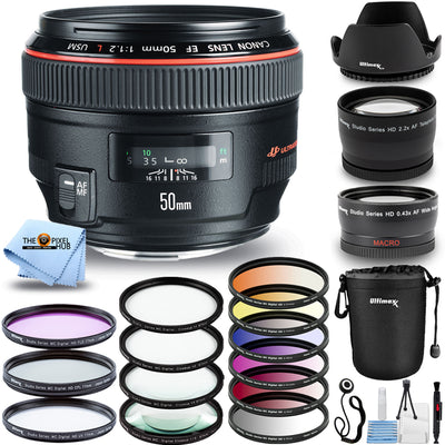 Canon EF 50mm f/1.2L USM Objektiv (Schwarz) 1257B002 Mega All You Need Filter Bundle