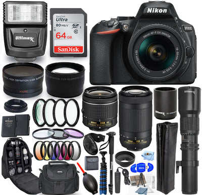 Nikon D5600 Kamera mit 18-55 mm + 70-300 mm VR + 500 mm Objektiven – Top Value Bundle