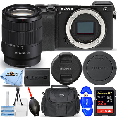 Sony Alpha a6400 spiegellose Digitalkamera mit 18-135-mm-Objektiv + 64-GB-Paket