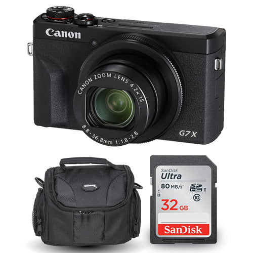 Canon PowerShot G7 X Mark III Digitalkamera (Schwarz) + 32 GB SD und Gadget-Tasche