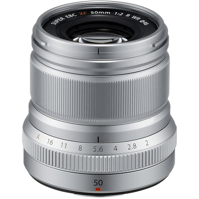 FUJIFILM XF 50mm f/2 R WR Objektiv (Silber) 16536623 - 10-teiliges Zubehörpaket