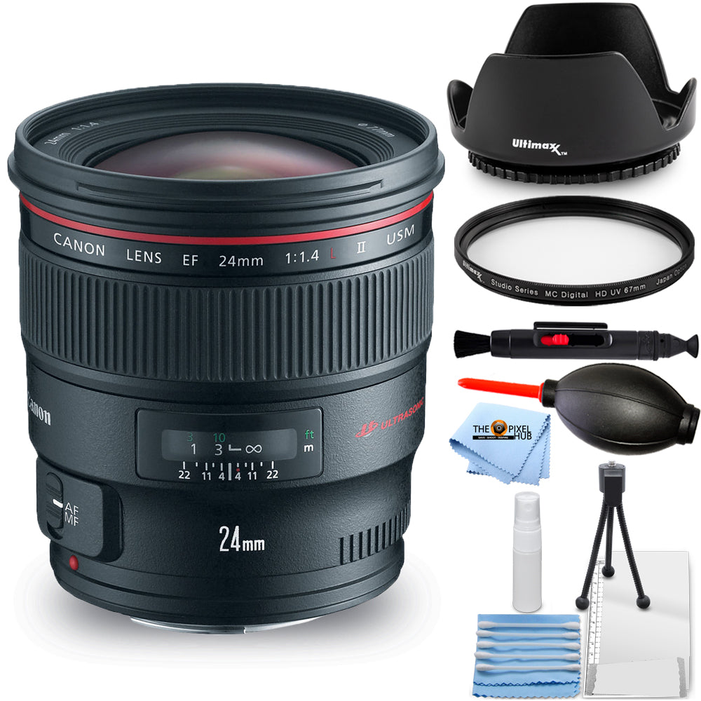 Canon EF 24mm f/1.4L II USM Autofokus-Objektiv 2750B002 - 7-teiliges Zubehörpaket