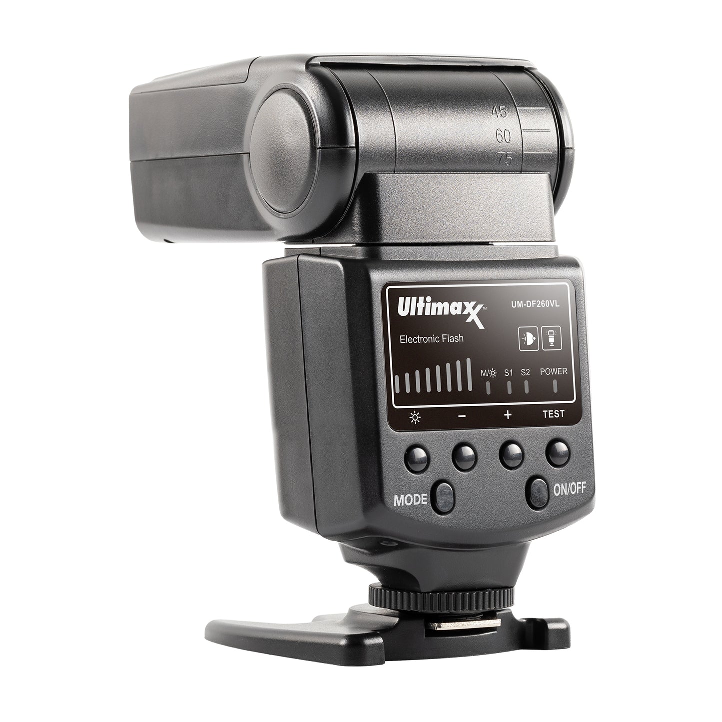 Ultimaxx Dynamic DF260VL Blitz Speedlite mit LED-Licht + 4x AA-Batterien Bundle